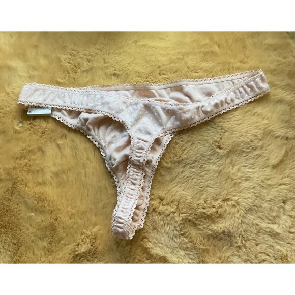 Charter Club Women's Everyday Cotton Lace Trim Thong, Beige, Size XXL, NWT - Picture 3 of 4
